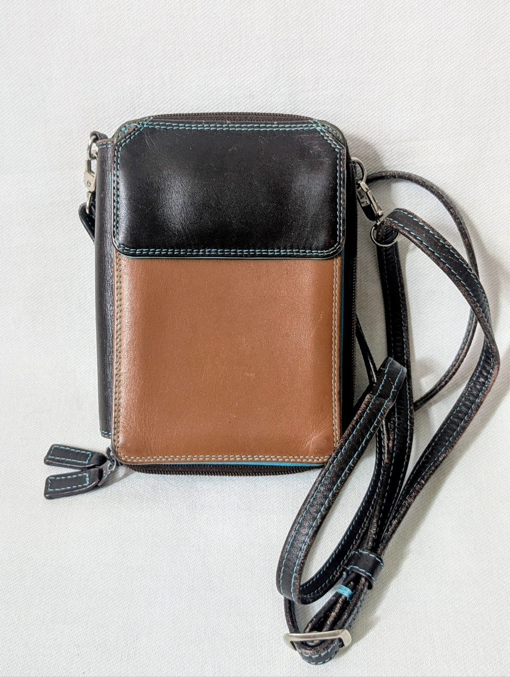 Mywalit Colorblock Nappa Leather Crossbody Multi Purse Wallet